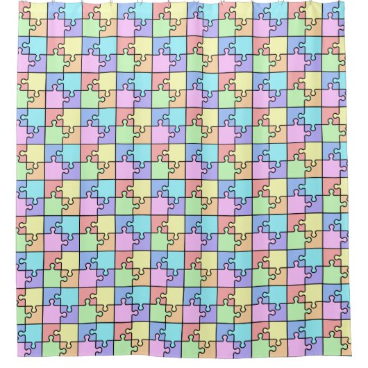 Pastel Rainbow Colour Puzzle Geometric Muster Duschvorhang (Vorderseite)