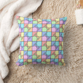 Pastel Rainbow Colour Puzzle Geometric Muster Kissen