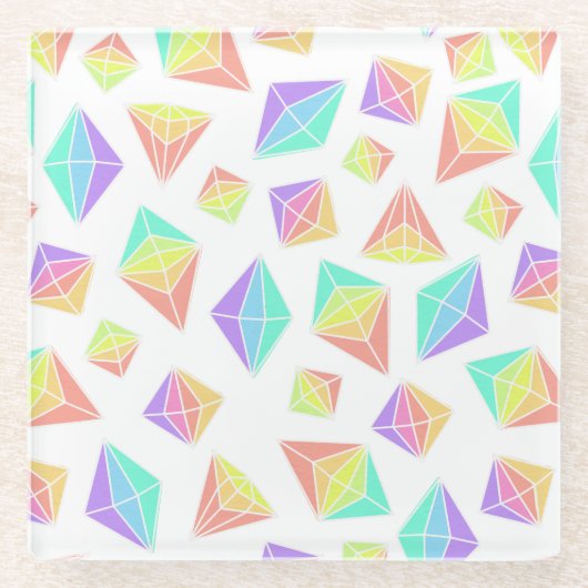 Pastel Rainbow Crystals Muster Glasuntersetzer (Vorderseite)