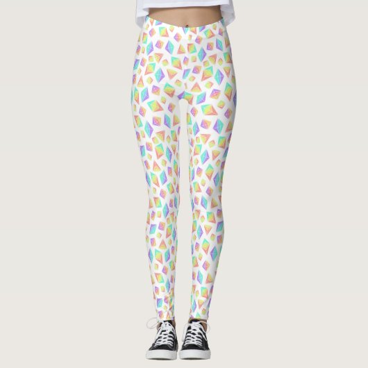Pastel Rainbow Crystals Muster Leggings (Vorderseite)