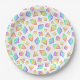 Pastel Rainbow Crystals Muster Pappteller