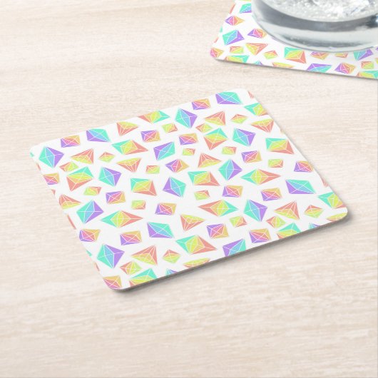 Pastel Rainbow Crystals Muster Rechteckiger Pappuntersetzer (angewinkelt)