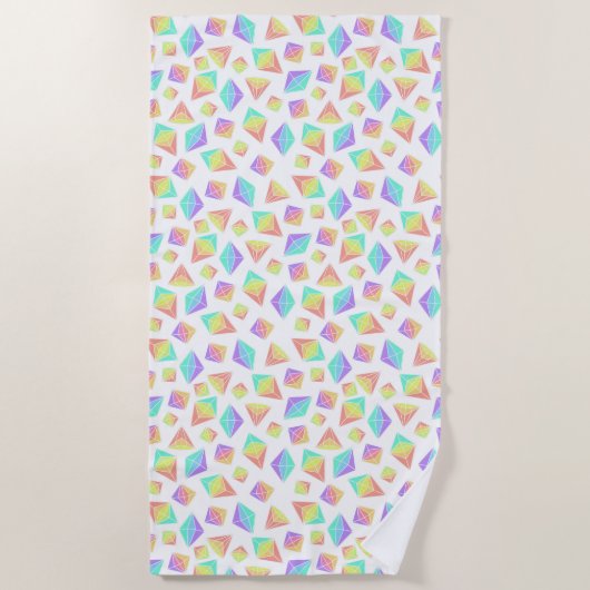 Pastel Rainbow Crystals Muster Strandtuch (Vorderseite)