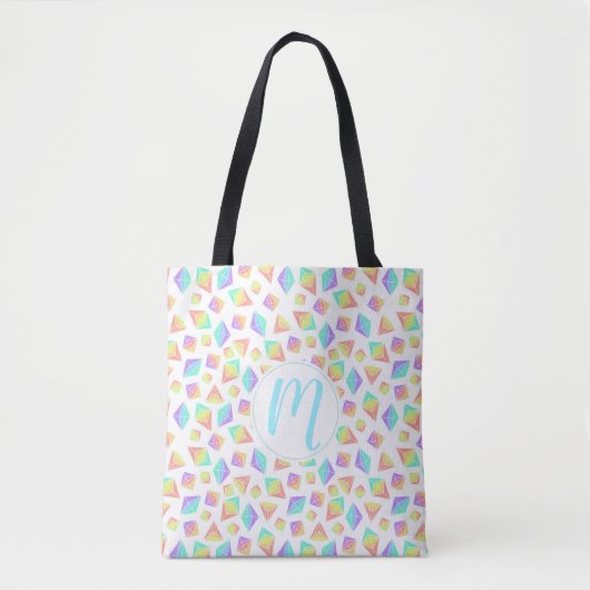 Pastel Rainbow Crystals Muster Tasche (Vorderseite)