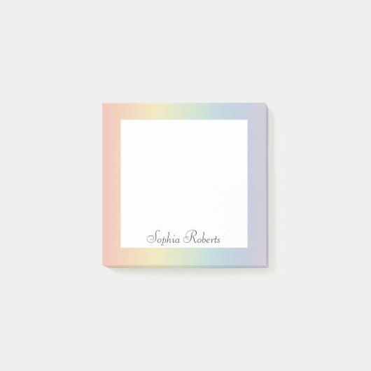 Pastel Rainbow Custom Name  Post-it Klebezettel (Vorderseite)