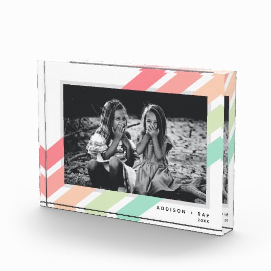 Pastel Rainbow Custom Personalisiert Name Gift Fotoblock (Rechts)