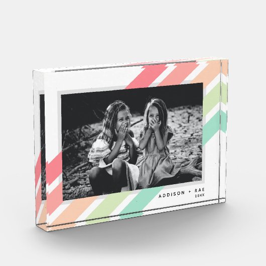 Pastel Rainbow Custom Personalisiert Name Gift Fotoblock (Links)