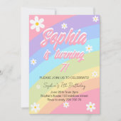 Pastel Rainbow Daisy Blume Geburtstag Einladung (Vorderseite)