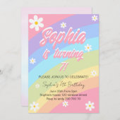 Pastel Rainbow Daisy Blume Geburtstag Einladung (Vorne/Hinten)