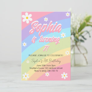 Pastel Rainbow Daisy Blume Geburtstag Einladung