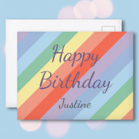 Pastel Rainbow Diagonal Streifen Geburtstag