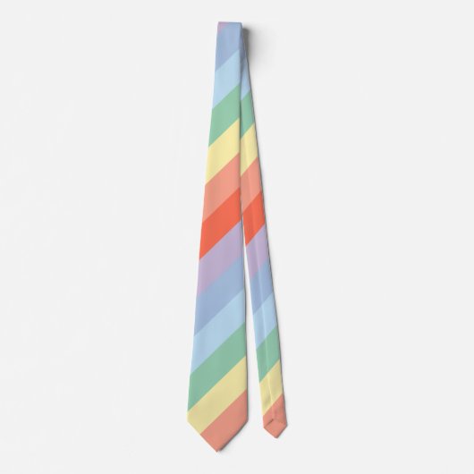 Pastel Rainbow Diagonal Streifen Krawatte (Vorderseite)