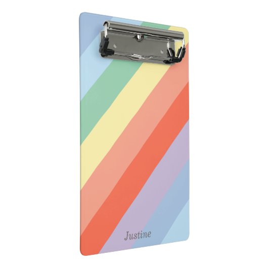 Pastel Rainbow Diagonal Streifen Mini Klemmbrett (Schrägansicht)