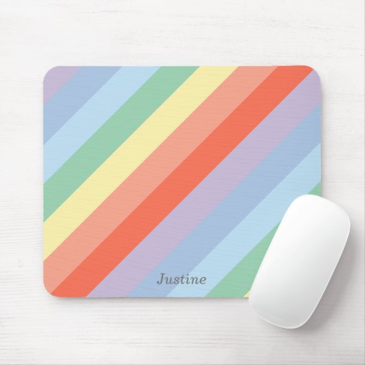 Pastel Rainbow Diagonal Streifen Mousepad (Mit Mouse)