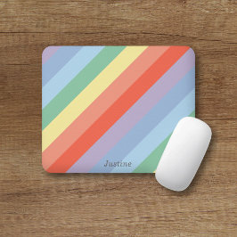 Pastel Rainbow Diagonal Streifen Mousepad