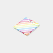 Pastel Rainbow Diagonal Streifen Name | Personalis Post-it Klebezettel (angewinkelt)