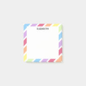 Pastel Rainbow Diagonal Streifen Name | Personalis Post-it Klebezettel (Vorderseite)