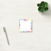 Pastel Rainbow Diagonal Streifen Name | Personalis Post-it Klebezettel (Büro)