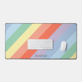 Pastel Rainbow Diagonal Streifen Schreibtischunterlage (Tastatur & Maus)
