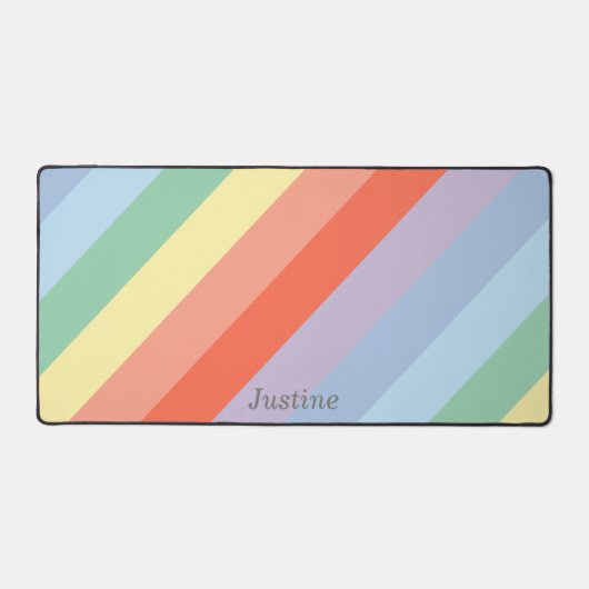 Pastel Rainbow Diagonal Streifen Schreibtischunterlage (Vorderseite)