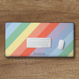 Pastel Rainbow Diagonal Streifen Schreibtischunterlage