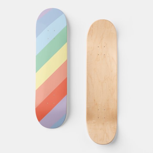Pastel Rainbow Diagonal Streifen Skateboard (Vorderseite)
