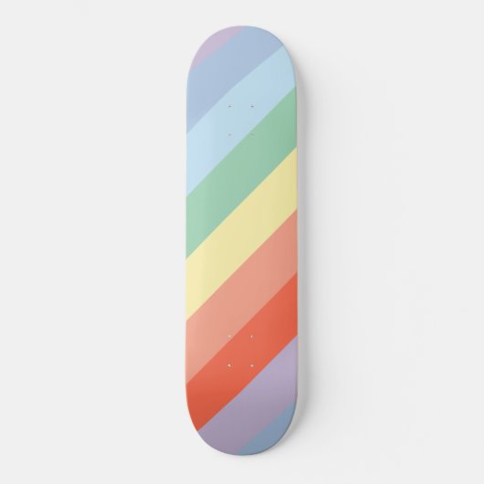 Pastel Rainbow Diagonal Streifen Skateboard (Vorderseite)