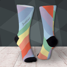 Pastel Rainbow Diagonal Streifen Socken