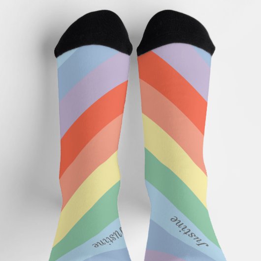 Pastel Rainbow Diagonal Streifen Socken (Oben)