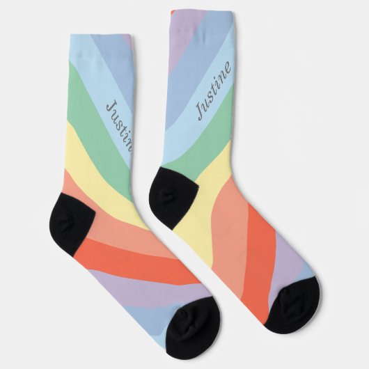 Pastel Rainbow Diagonal Streifen Socken (Rechts)