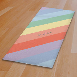 Pastel Rainbow Diagonal Streifen Yogamatte