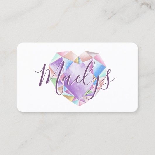 Pastel Rainbow Diamond Heart Add QR Code Niedlich Visitenkarte (Vorderseite)