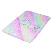 Pastel Rainbow Diamonds & Stars Magisches Einhorn Badematte (Schrägansicht)