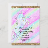 Pastel Rainbow Diamonds & Stars Magisches Einhorn Einladung (Vorderseite)