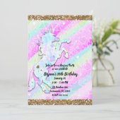Pastel Rainbow Diamonds & Stars Magisches Einhorn Einladung (Stehend Vorderseite)