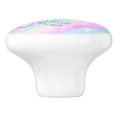 Pastel Rainbow Diamonds & Stars Magisches Einhorn Keramikknauf (Seitenansicht)