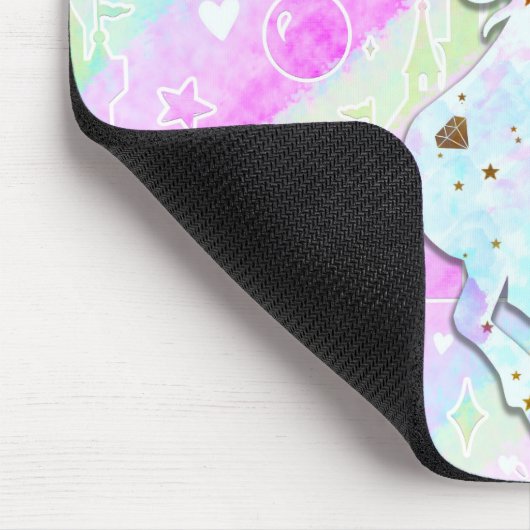 Pastel Rainbow Diamonds & Stars Magisches Einhorn Mousepad (Ecke)