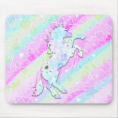 Pastel Rainbow Diamonds & Stars Magisches Einhorn Mousepad (Vorne)