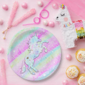 Pastel Rainbow Diamonds & Stars Magisches Einhorn Pappteller (Party)