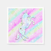 Pastel Rainbow Diamonds & Stars Magisches Einhorn Serviette (Vorderseite)