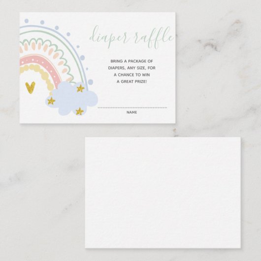 Pastel Rainbow Diaper Raffeleinlage Begleitkarte (Vorne/Hinten)