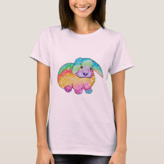 Pastel Rainbow Doodle Bunny Rabbit T - Shirt