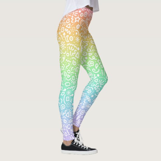 Pastel Rainbow Doodles Leggings (Rechts)