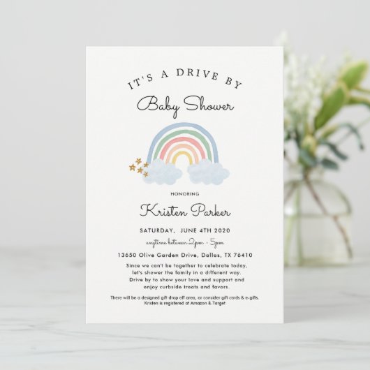 Pastel Rainbow Drive by Baby Shower Einladungs Boy Einladung (Stehend Vorderseite)