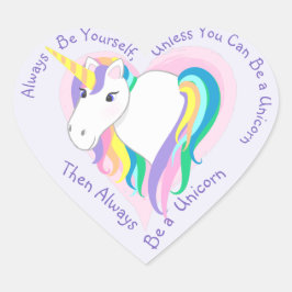 Pastel Rainbow Einhorn Herz - Heart Shape Sticker