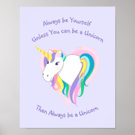 Pastel Rainbow Einhorn Herz mit Text drucken Poster