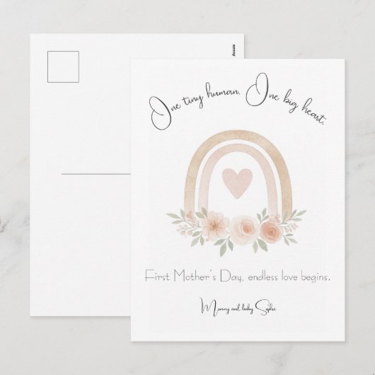 Pastel Rainbow Erster Muttertag Postkarte (Vorne/Hinten)
