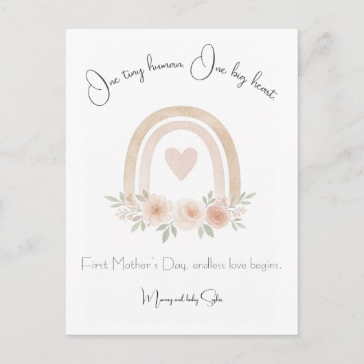 Pastel Rainbow Erster Muttertag Postkarte (Vorderseite)