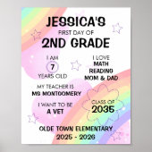 Pastel Rainbow Erster Schultag Poster (Vorne)