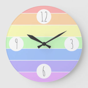 Pastel Rainbow Farbenfrohe Streifen Muster Große Wanduhr